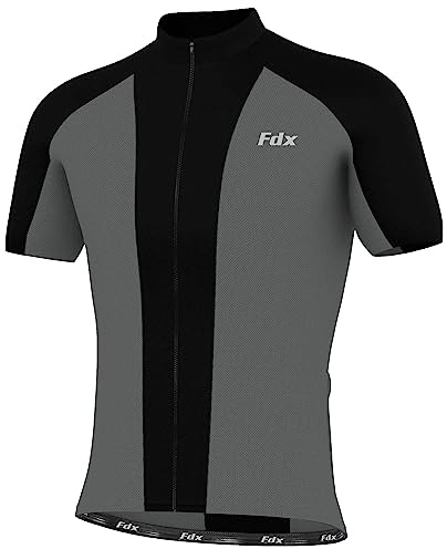 FDX Maglia Ciclismo Estiva Uomo a Maniche Corte, Traspirante e ad Asciugatura Rapida, MTB con Zip 1/4 per Mountain Bike, Strada, Corsa ed Escursionismo (Brisk Grey-M)