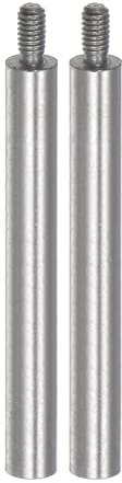 sourcing map 2pcs Dial Digital Indicator Extension Stem Rod 90mm Length 4.5mm Diameter M2.5 Thread High Speed Steel for Height Depth Gauge, Silver Tone