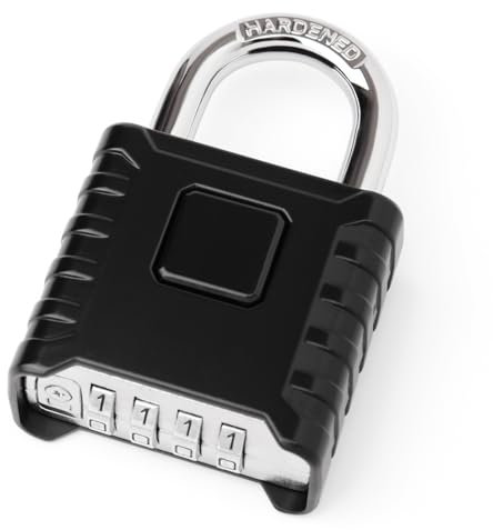 Weielt Heavy Duty Combination Padlocks Outdoor, 52mm Stainless Steel 4 Digit Locker Code Padlock Weatherproof with Hardened Steel 8mm Diameter Shackle for Gates, Shed, Fence, Warehouse (Black)