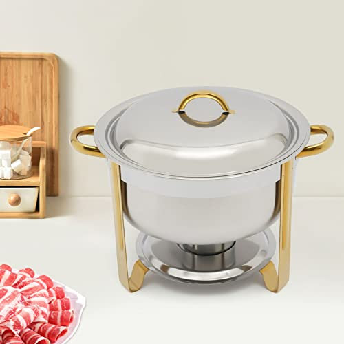 TaNeHaKi 5 l Chafing Dish Speisenwärmer rund, Buffetwärmer mit Deckel, Edelstahl, für Catering, Buffets und Partys