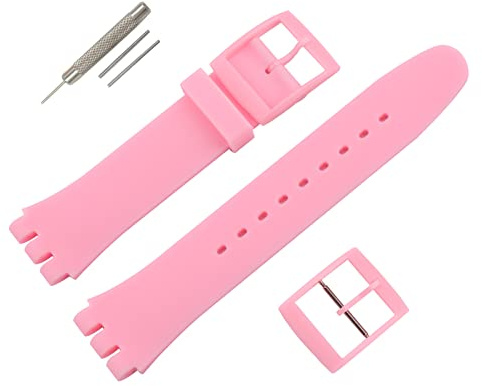 MMBAY Bracelet de montre en caoutchouc 17 mm 19 mm compatible avec Swatch Watch Bracelet de montre étanche en silicone pour femme, 19mm, Caoutchouc, Silicone.