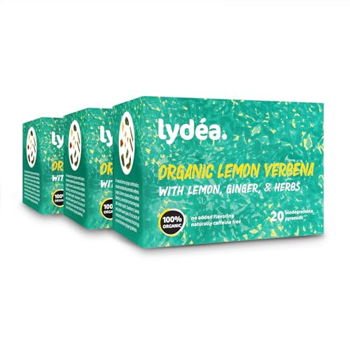 lydéa Lydea - Té de hierbas orgánicas, verbena de limón con limón, jengibre y hierbas, 60 pirámides, paquete de 3 [3 x 20 pirámides]