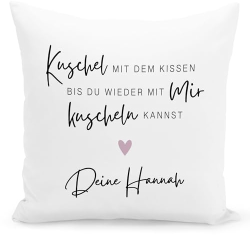 DEL MÀ Unique & Personal Fernbeziehung Kissen Umarmungskissen personalisiert Partner Geschenk Liebesgeschenk für Männer Frauen Dekokissen mit Spruch Zierkissen 40x40 cm inkl. Füllung und Bezug