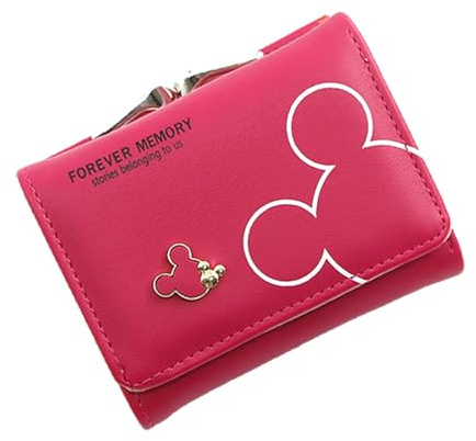 YINGLUOEU PU Leder Geldbörse mit Münzfach und Kartenfächer | Klein Portemonnaie Damen Geldbeutel für Frauen Mädchen Geschenke Weihnachten Neujahr (Rosenrot)