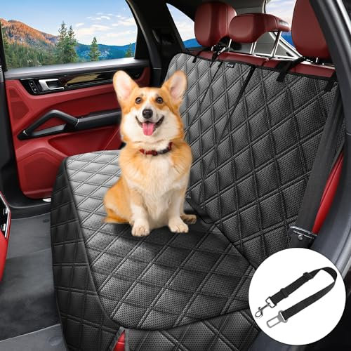 KYG Dog Car Seat Cover Premium Nonslip Back Seat Cover for Dogs Scratch Proof Waterproof Rear Seat Covers for Dogs Isofix-Compatible for Most Medium and Large Cars and SUVs (58x45x135 cm)