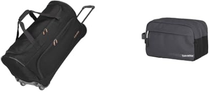 Travelite 2-Rad Trolley Reisetasche Größe L, Gepäck Serie Basics Fresh & Handgepäck Kosmetiktasche, Gepäck Serie Kick Off: Praktische Kulturtasche für Urlaub und Sport, 26 cm, 5 Liter, D'anthrazit
