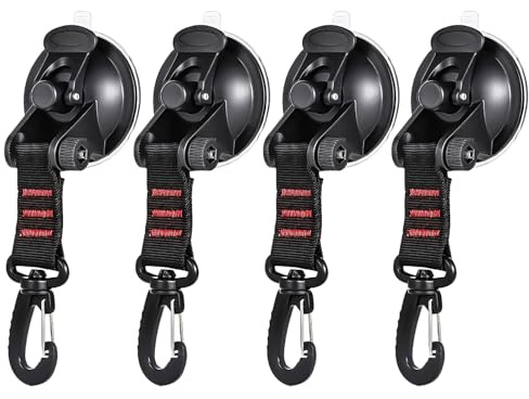 ZITUZY 4 Piezas Ventosas Furgoneta Camper, Anclaje de Ventosas, Ventosas Fuertes Amarran, para Casa, Acampar, Coche, Toldo (Negro)