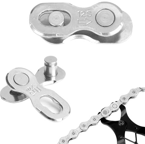 Joynine 12 Speed Chain Link Connector 2 Pairs | Bike Quick Release Chain Reusable Silver Steel Bicycle Connector Accessories High Quick Strength for Mountain Hybride Bike No Specialist Tools Required