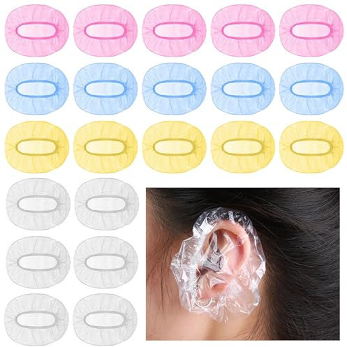 200 Pezzi Monouso Doccia Cuffie Orecchio Impermeabili, Trasparente Paraorecchie per Doccia, Protettive Copertura Dell'Orecchio con Elastici, per Colore Dei Capelli, Doccia Bagno Spa Balneazione