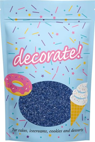 decorate! - Sparkling Sugar - Dark Indigo Blue Cake Topper Sprinkles - 500g Edible Sugar Crystal Cupcake Decorations - Party Sprinkles, For Mermaid, Bluey and Stitch Themed Cakes and Bakes