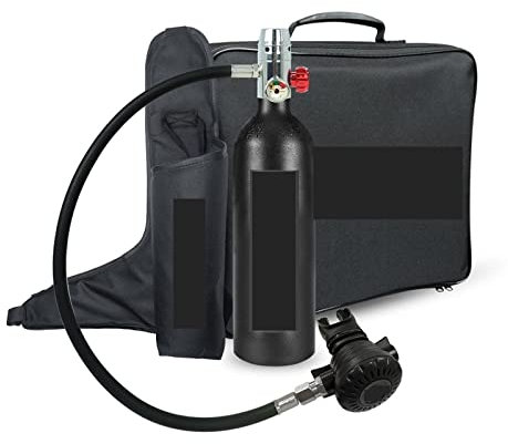 Tauchausrüstung 1L Tauchflasche Notfallrettung Tauchmaske Tragbarer Rucksack Kleine Sauerstoffflasche Druck- und Korrosionsbeständigkeit(Noir)