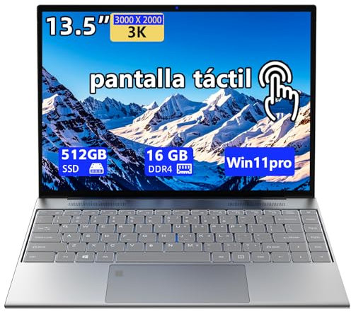 Waxuor 13,5 Pouces rdinateur Portable Tactile Portable 16 Go de RAM, 512 Go de SSD, 3K (3000×2000) IPS, processeur Celeron N95, Clavier rétroéclairé, déverrouillage par Empreinte Digitale, Win 11