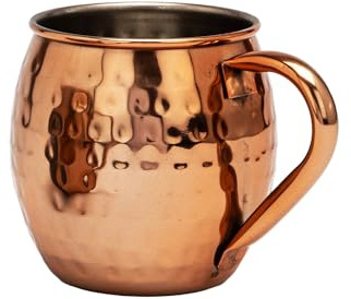 NKlaus 2 x Moscow Mule bägare 470 ml – handgjord rostfri mugg i kopparutseende, hammarslag-design 16151