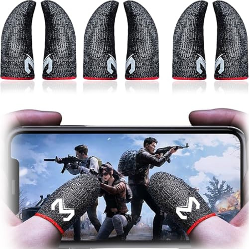 PNPGDYK 6 Stück Gaming Finger Sleeves mit Anti-Sweat Effekt für Pro Mobile Gaming - PUBG Finger Sleeve - Finger Sleeve Gaming - PUBG Mobile Gaming Finger Sleeve - Finger Handschuhe