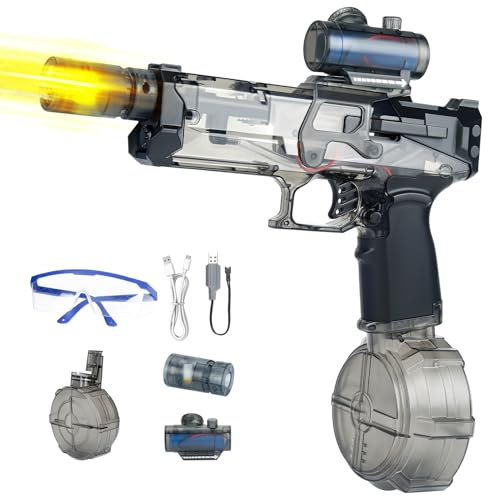 Pistolas de Agua Eléctrica, Pistola de Agua Automática con Gafas, Electric Water Gun con Luz LED, Juguete para Niños y Adultos, Piscina Aire Libre De Verano, Fiesta En Playa