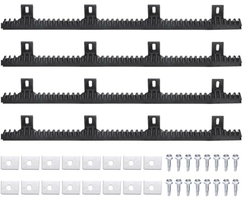 sourcing map Nylon Gear Rack, 4 Pcs Total 13.2 ft Heavy Duty Reinforced Rack with Mounting Hardware Straight Gears for Slide Door Operators, Sliding Gate Openers