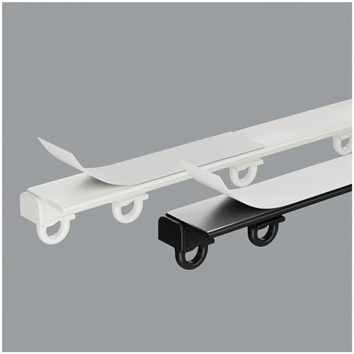 Riel De Techo Autoadhesivo para Cortinas, Riel Cortinas Deslizante, Barra De Cortina para Dormitorio, Oficina Y Sala De Estar(Black,140cm)