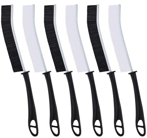 FOOGWEE Crevice Cleaning Brush - Cleaning Brushes for Small Spaces - Hard Bristle Brush - Multifunctional Cleaning Tools for Bathroom Grout, Kitchen Sink and Home Gap (6, Black and White)