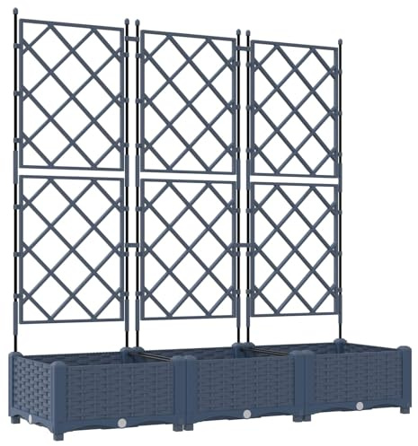 vidaXL Garten-Pflanzgefäß 3 STK. Grau 120 x 40 x 125,5 cm PP | Stylishes, strukturiertes Design, das perfekt zu zeitgemäßen Vibes passt, Ideal fürs Gärtnern drinnen oder draußen,