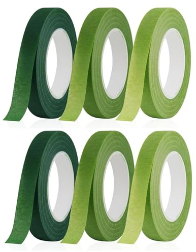 WUWYOUWL 6 Rollen grünes dehnbares Blumenband | Blumenstieldraht für Wrapping Blumensträuße und floralen Handwerken