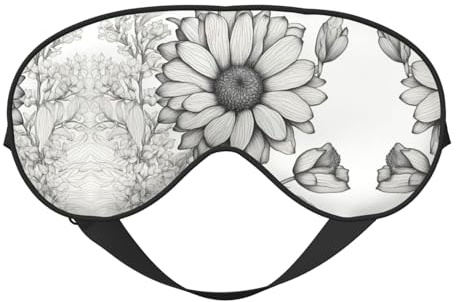 Máscara de dormir dibujada a mano con estampado de flor 1 máscara de ojos similar a la seda, máscara de ojos para dormir para mujeres y hombres, para viajes, dormir y relajarse