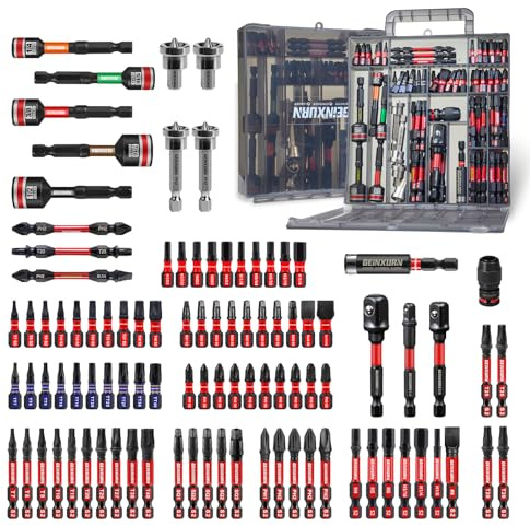 Geinxurn Schlagschrauber-Bit-Set, magnetisch, S2-Stahl (Kreuzschlitz, Vierkant, Torx, Sechskant, Sicherheits-Torx), Schraubendreher-Bitspitzen, Schlag-Bithalter und Mutterndreher mit grauer