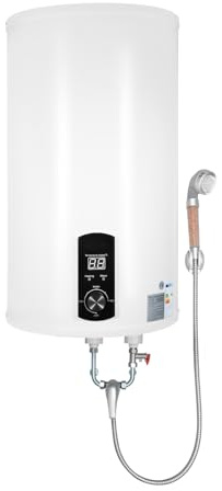 Caldaia elettrica 70 L & 2000 W – Serbatoio acqua calda elettrico con set doccia e rubinetto, impermeabile IPX4 per bagno/cucina, riscaldamento rapido con display digitale della temperatura
