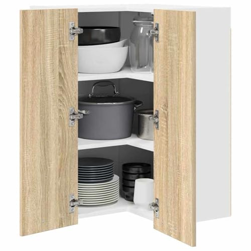 vidaXL Hängande skåp Sonoma ek och vit 57 x 57 x 80 cm Konstruerat trä