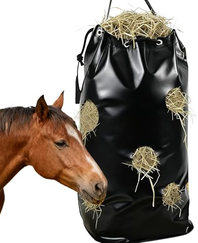 STEEIRO Haybag Heubeutel Heusack Heunetz, 16 Löchern Ø8cm, bis 90L | heunetz für pferde, einfach befüllen