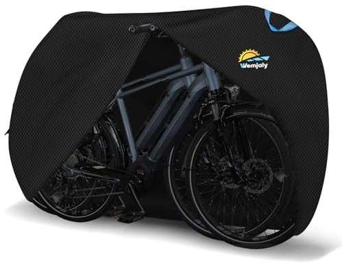 Wemjaly Fahrradabdeckung für 2 Fahrräder - 600D Oxford Fahrradhülle Heckträger mit 6M Seil, Fahrradschutzhülle PU Beschichtet Wasserdichtes & Heavy Duty Fahrradplane für die Lagerung im Freien
