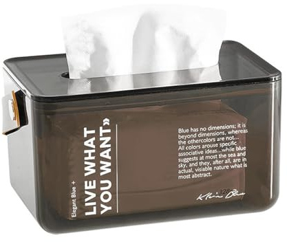 Boîte à mouchoirs Boîte à mouchoirs transparente, distributeur de pratiques et antidérapants, sèche-serviettes avec poignée Porte-mouchoirs décoratif(Gray)