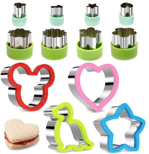 12 PCS Sandwich Cutters for Children Food Grade Bread Cookie Cutter Set | Dinosaur Cookie Cutters and Shapes, Fun Bento Lunch Accessories, Dishwasher Safe for Kids