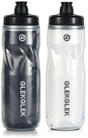 GLEKGLEK Botella Bicicleta Isotérmica 600ml, Sin BPA | Aislamiento Térmico, Flujo Rápido, Ciclismo, Running