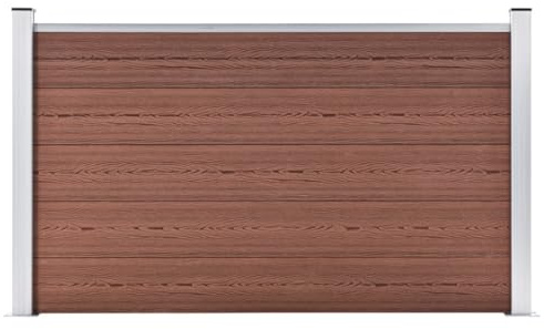 Ordellia Staccionata da giardino in WPC, 180 x 105 cm, marrone, con pali in alluminio e piedini in acciaio, per terrazze, balconi, esterni, oscurante, durevole, resistente alle intemperie