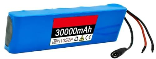 36V 30AH Batería De Iones De Litio Impermeable para Patinetes Eléctricos 10S2P Batería De Larga Autonomía para Patinete Eléctrico con Cargador Y BMS XT30+JST
