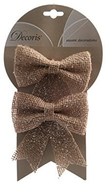 Schleifen 12cm zum Aufhängen 2er Set Jute Nostalgie Weihnachtsbaum Boho Christbaumschmuck braun lotde2noeudstrésornaturel