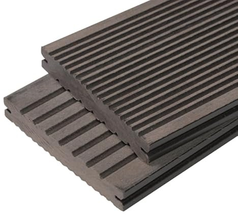 Lame terrasse bois composite plein Maxima L 360 cm Gris anthracite, ep.22mm, l.14 cm, L.360 cm
