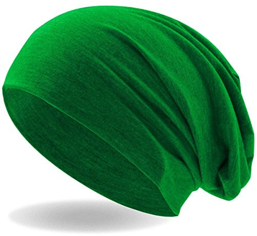 Hatstar® Klassische Slouch Long Beanie Mütze | leicht und weich | für Damen und Herren | Übergangsmütze für Frühling und Sommer (Grün)