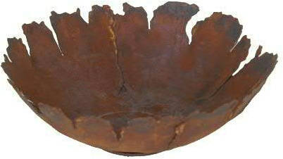 Rostige & Runde Schale (auf Bodenplatte) mit Rissen - Medium Dekoschale: Ø 45cm - Wetterfest & Frostsicher - Metall/Edelrost/Rost - Rostschale/Metallschale