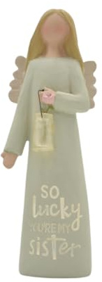 Blomsterhink ängel statyett så tur du är min syster skyddsängel sentimental gåva 11729