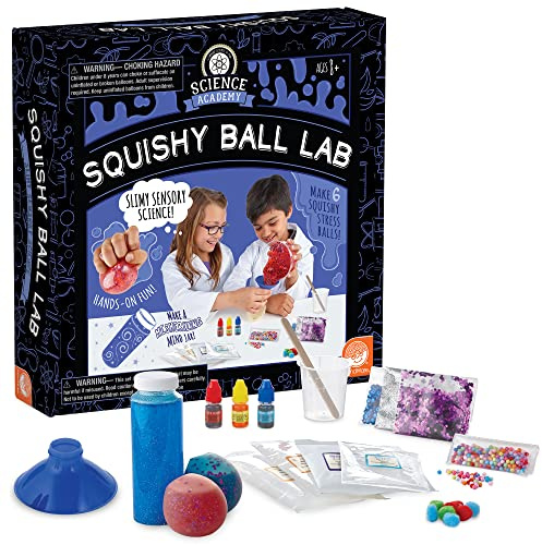 MindWare Science Academy Squishy Ball lab - Kids & Teens Make 3 Squishy Ball Stress Toys with Our 35pc Set - Wild & Weird Experiments for Boys & Girls - Great Educational Gift