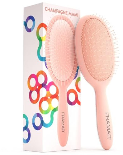 FRAMAR Brosse Demelante Cheveux Bouclés - Brosse à Cheveux Demelante Pour Femme, Brosse Cheveux Bouclés, Hair Brush for Women, Brosse Enfant – Champagne