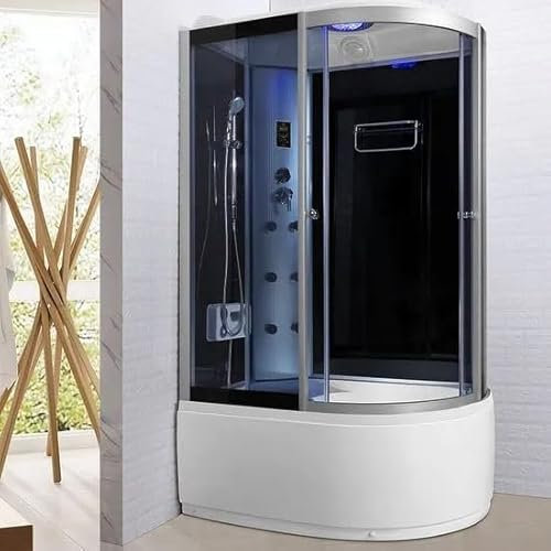 Bagno Italia Cabina doccia idromassaggio box semicircolare 6 getti multifunzione 120x80 cm con bluetooth