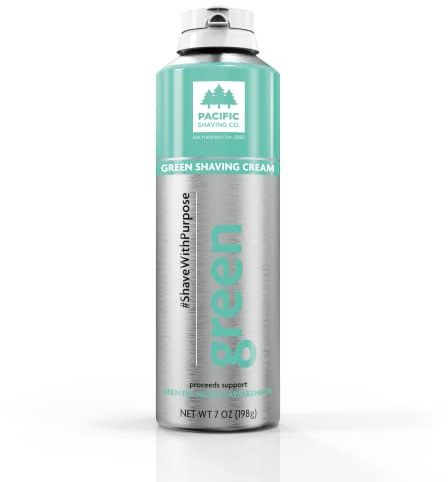 Pacific Shaving Company Green Shaving Cream - Foaming Colorful Shaving Cream - Hydrating, Redness Reducing + Irritation Free Shave Cream (7 Oz)