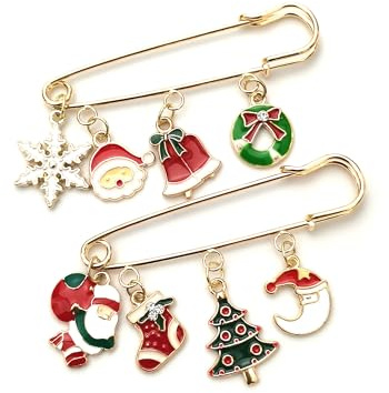 PTDecals 2 Stück Weihnachtsbrosche Tasche Kleidung Aufkleber Pins