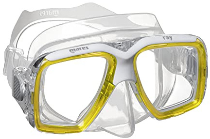 Mares Ray – Taucherbrille Erwachsene mit doppeltem gehärtetem Glas, Silikon-Dichtlippe, Micro-Frame und Schnellverschluss