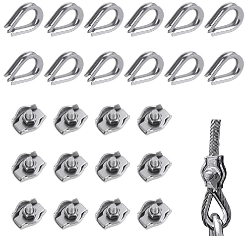 12 Stück Simplex Klemmen Drahtseilklemmen 3mm Drahtseile Edelstahl Drahtseilklemme 304 Edelstahl Seilklemme Inklusive 12 Stück Fingerhut Verwendet für Wäscheleine Markisenbefestigung