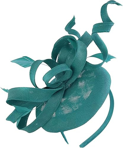 Caprilite Pillbox Sinamay Haarreif mit Wirbelschlaufe, Fascinator für Damen, Hochzeit, Ascot Rennen, Türkis, 1 count (Pack of 1)