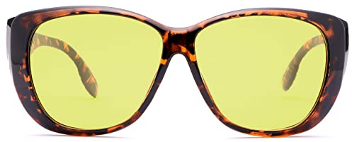 MIRYEA Nachtfahrbrille, passend über Korrektionsbrille, blendfrei, polarisiert, umlaufende Nachtsichtbrille für Männer und Frauen