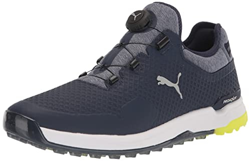 Puma Proadapt Alphacat Disc Golfschuh für Herren, Peacoat-Puma Silver Safety Yellow, 42 EU